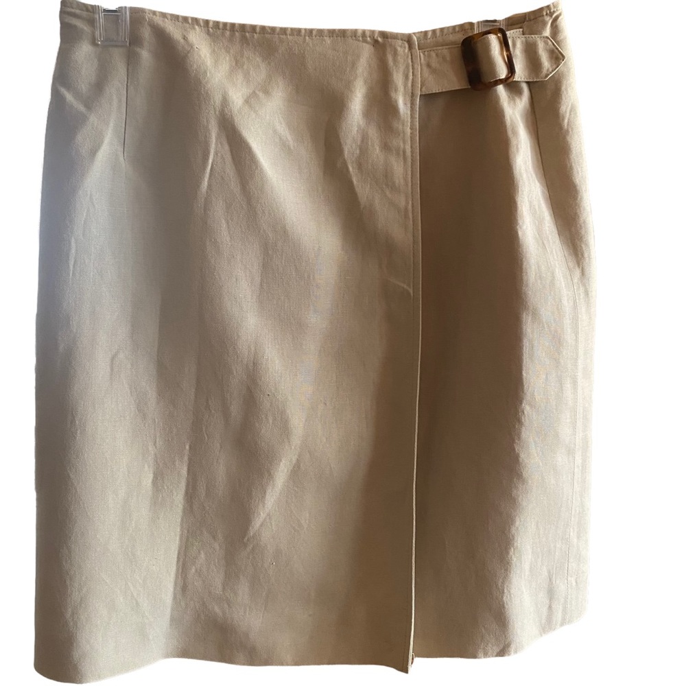 Women’s Linen Wrap Skirt Size 8 Light Tan